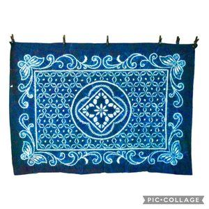 Insane Indigo Batik Retro Tie Dye Tapestry with Butterflies Perfect Dorm Decor